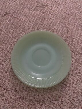 Vintage Fire King Pale Green Ribbed Glass Saucer